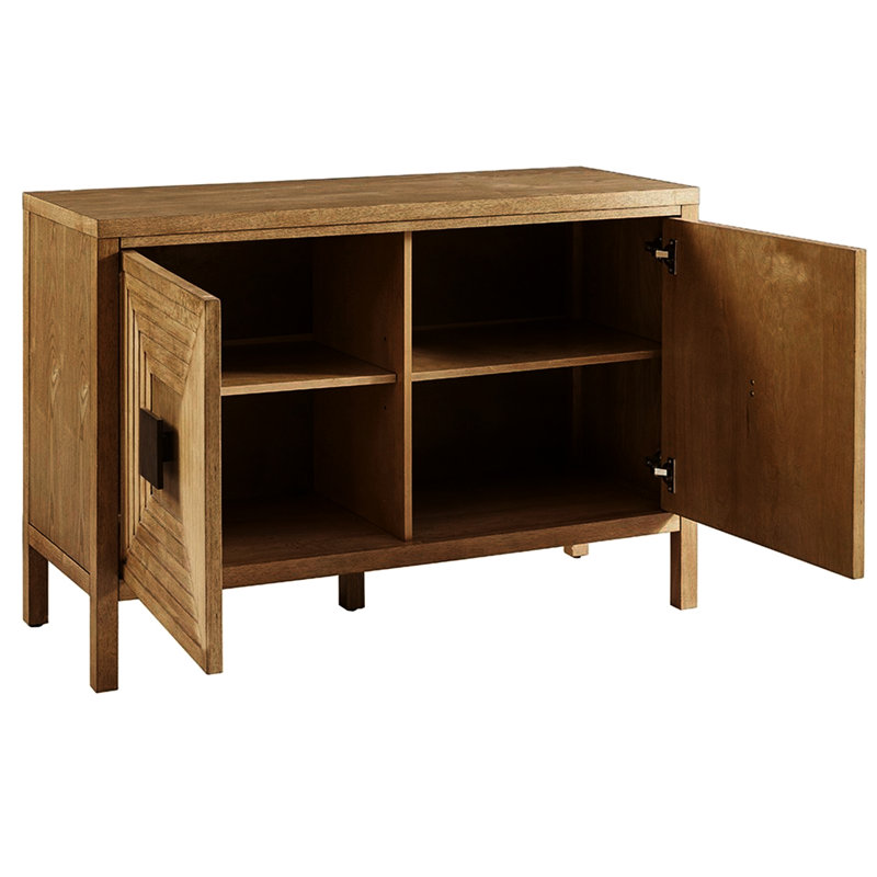 Armoire d'appoint 2 portes avec tablettes réglables, look contemporain, 47,5 po de long, espace de rangement spacieux, bois massif, café foncé, tablettes finies et élégantes