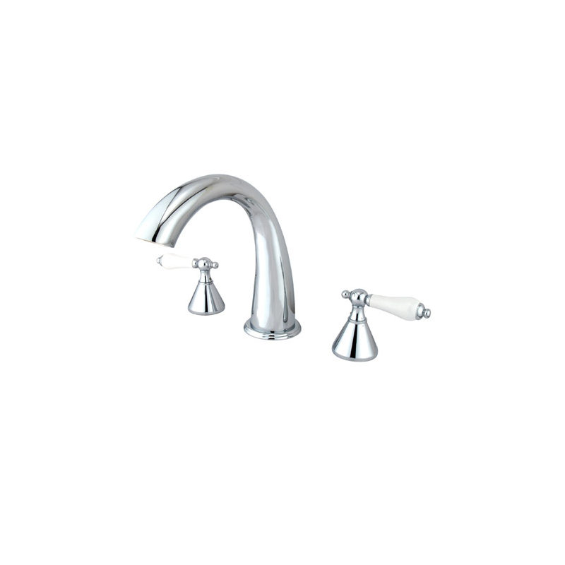 Double Handle Deck Mounted Roman Tub Faucet, Polished Chrome