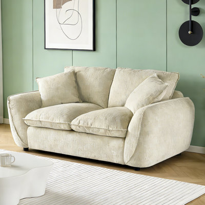 80"W Modern Upholstered Solid Wood Sofa Loveseat With Deep Seats & Flared Armrest