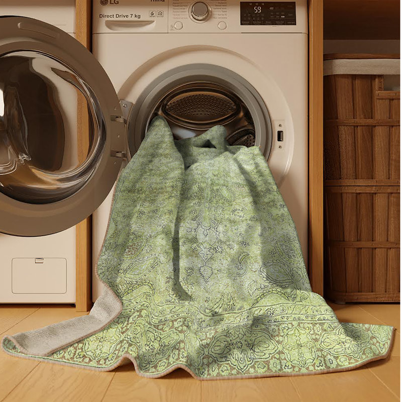 Tapis 100% moderne lavable à la machine Ahnesti, Rectangle 2 pi x 3 pi