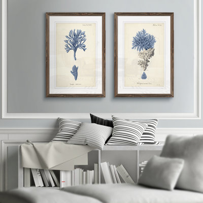 « corail antique en bleu marine iii » par vincent van gogh, ensemble de 2 reproductions d’art sur cadre photo