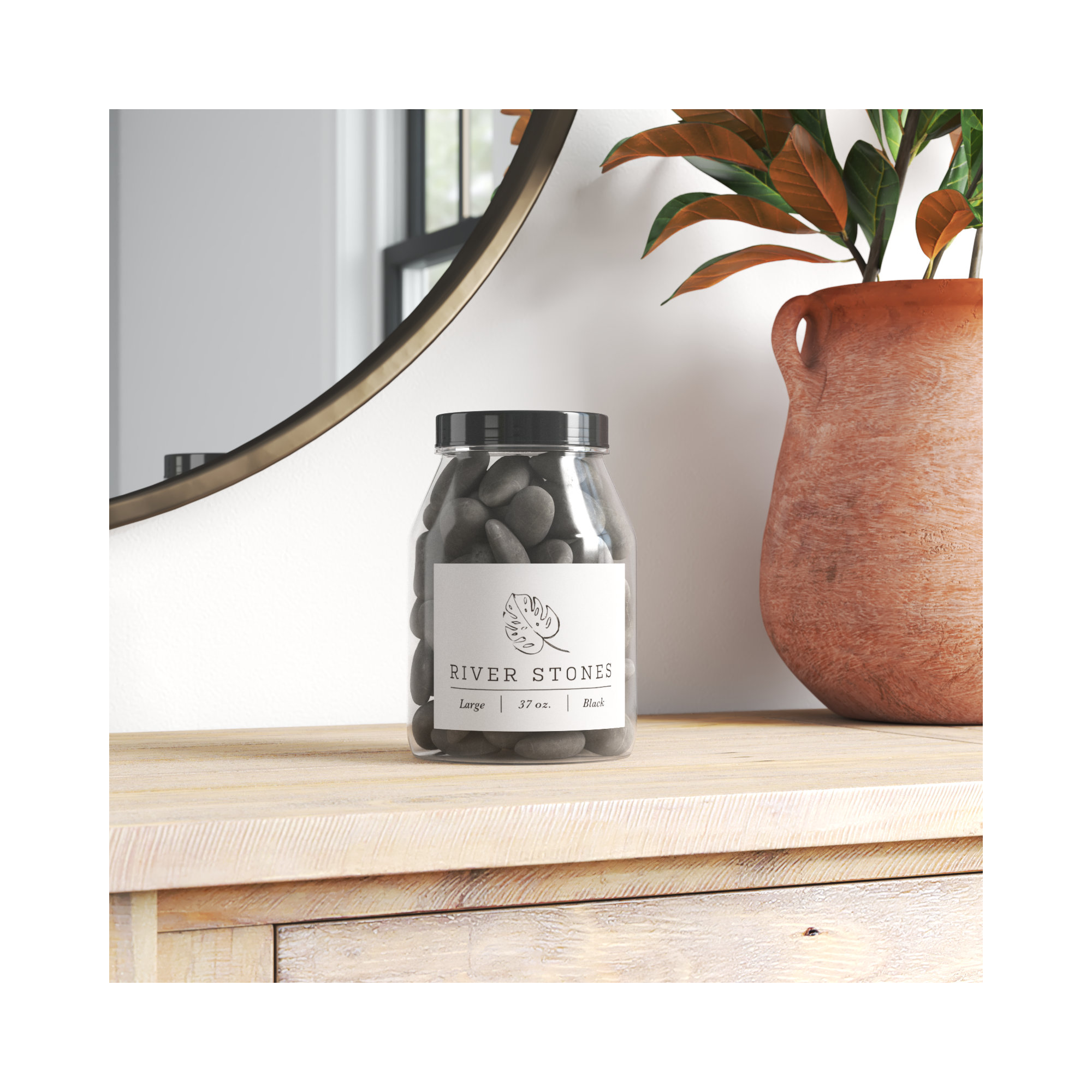 Apollo River Stones Vase Filler, Black