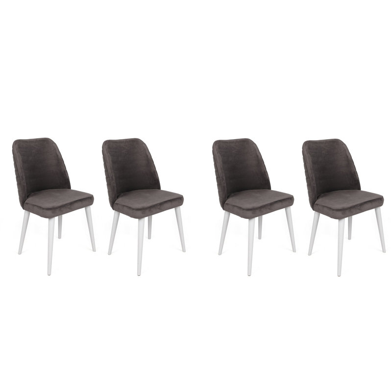 Ensemble de chaises (4 pièces), Anthracite, Blanc