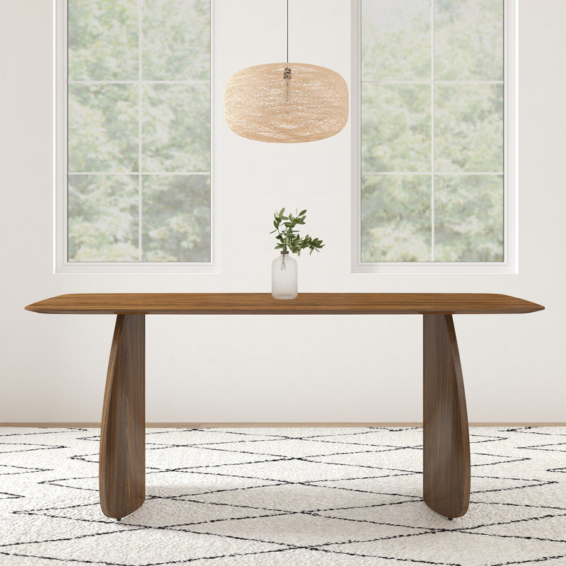 Table de salle à manger rectangulaire moderne de 71 po avec pieds en bois massif, table de salle à manger élégante pour la cuisine / salle à manger