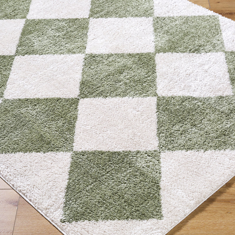 Machine Washable Shaggy Boho Grass Green Area Rug, Rectangle 200 x 275cm