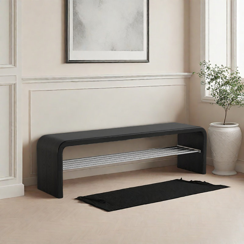 55.1'' Shoe Storage Bench, Black