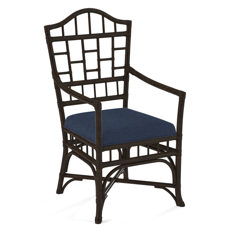 Chippendale Upholstered Arm Chair, Java, White Sugar Performance; 0863-91
