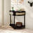 Unique Half Moon Design End Table, With Sliding Rattan Door Elegant Semi-Circle Entryway Console Table With 2 Rattan Storage Cabinet And Bottom Shelf For Living Room, Bedroom, Study, Hallway-1896440541