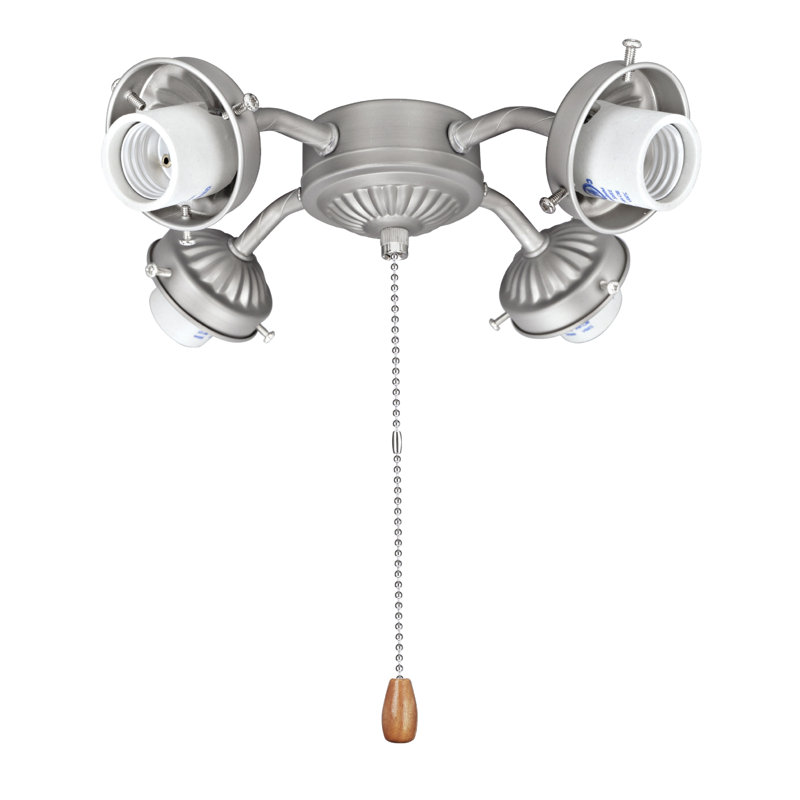 Brushed Nickel 12'' Flush Mount Ceiling Fan Light Kit with Pull Chain