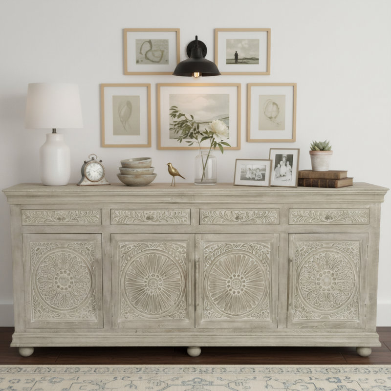 Harleen 101.5'' Solid Wood Sideboard, Limestone Beige