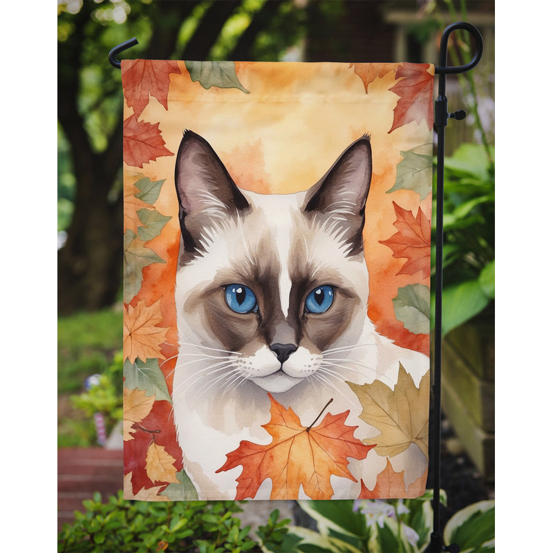 Chat en feuilles d'automne drapeau de jardin, Raquette à neige