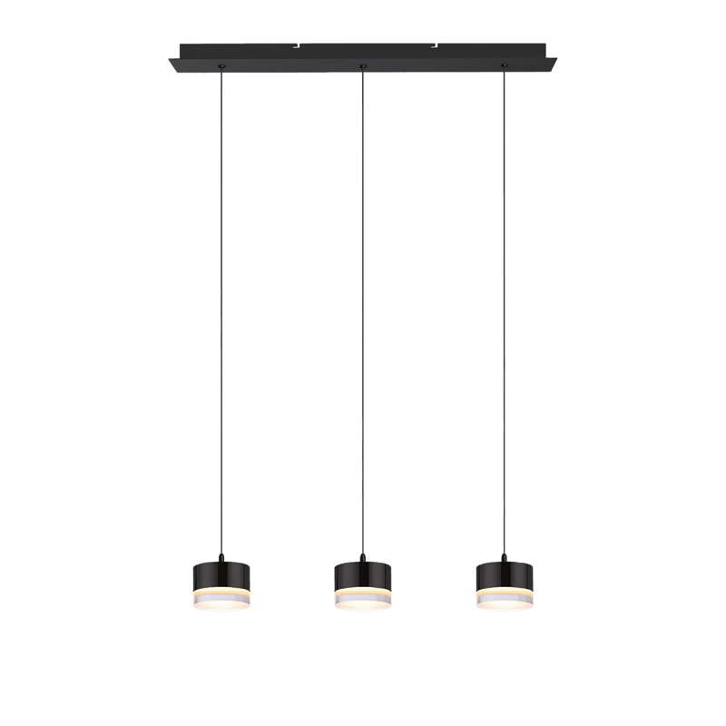 Luminaire suspendu linéaire à 3 lumières pour îlot de cuisine Barnsdall, Noir mat