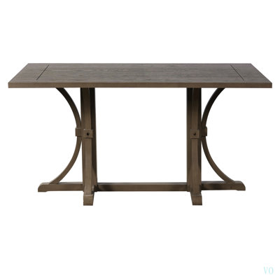 Dining Table for 6 People, 60" Rustic Farmhouse Dining Room Table with Trestle Base & Curved Legs, Finish, Kitchen Table for Home