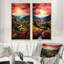Ensemble de 2 décorations murales vert campagne et mauve-987853746-987853747