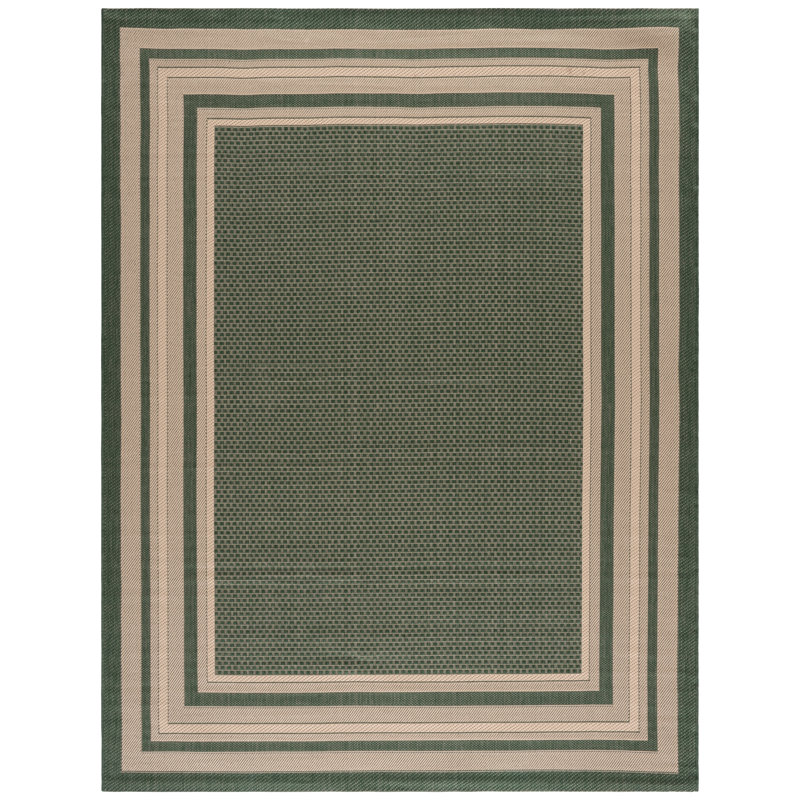 Polypropylène tissé à la machine Courtyard; Tapis intérieur / extérieur en polyester rayé, Rectangle 8 pi 0 po x 10 pi 0 po