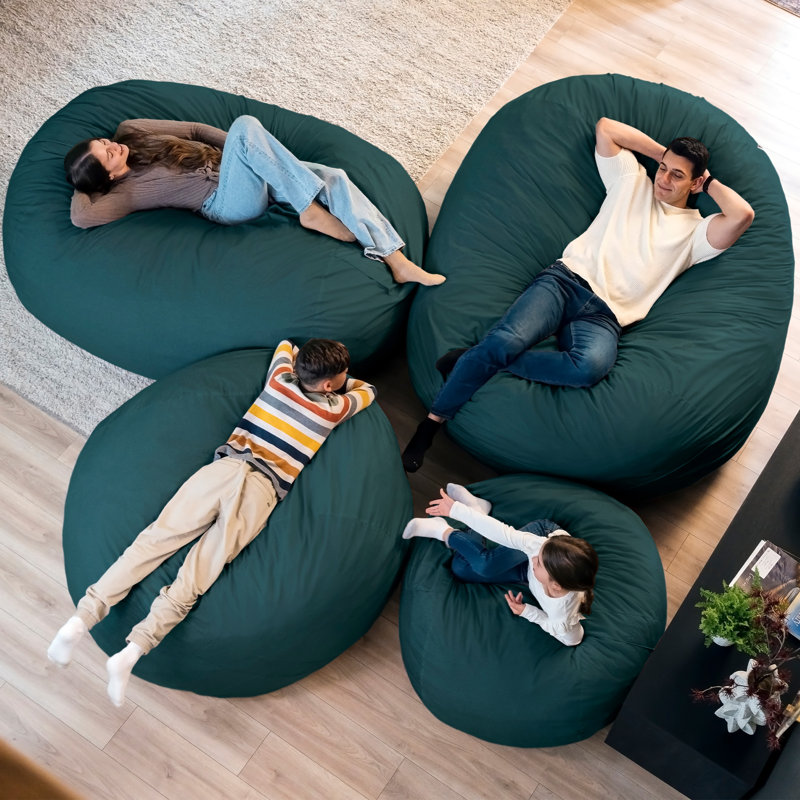 Big Joe Fuf Giant Foam Bean Bag Chair, Oversized Couch with Removable Cover for Kids, Teens, Adults, Deep Sea Velveteen, Durable Woven Polyester