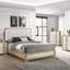 Grand lit à panneau en bois naturel et blanc à DEL avec éclairage intégré Lincoln pour chambres à coucher modernes et élégantes