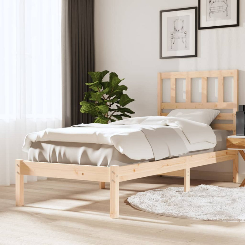 Bed Frame Solid Wood, Wood, European Single (90 x 200 cm)