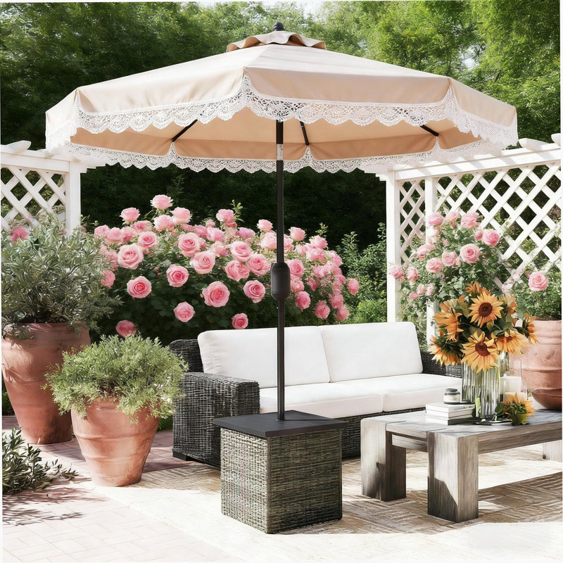 Square Outdoor End Table, Side Table With Umbrella Hole