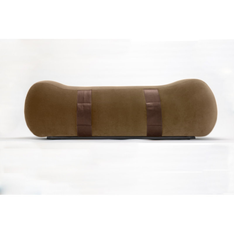 Milo Velvet Upholstered Bench, Taupe/Creme Brulee