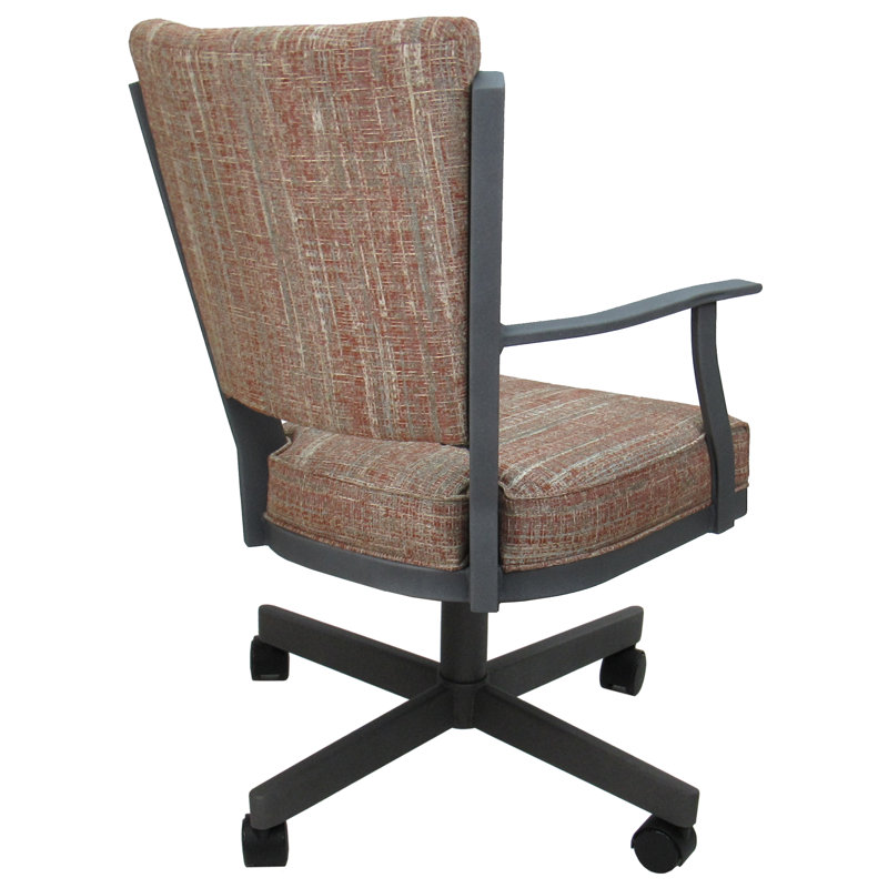 Danyael Metal Dining Caster Chair with Arms, Gray, Watusi Madder