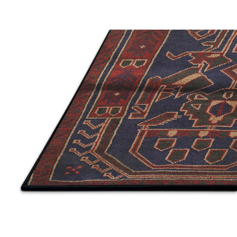 Tapis rouge/bleu traditionnel Christiaanse, Rectangle 2 pi x 5 pi