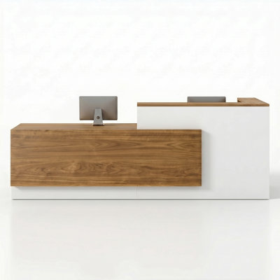 L-Shaped Reception Desk with Left Counter and Lockable Drawers and Storage,Modern Front Desk Reception Counter for Checkout, Lobby, Beauty Salon