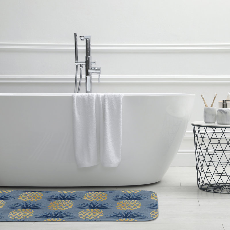 Tapis de bain Pineapple, L 17 po x L 24 po, Bleu