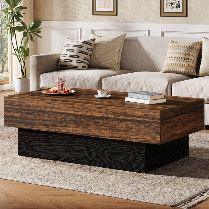Table basse en bois manufacturé de 55,12 po, Brown+Black