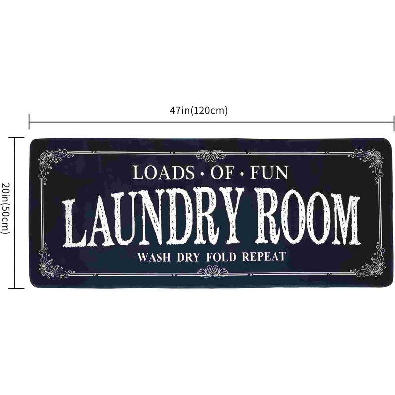 Non Slip Laundry Runner Rug,Black
