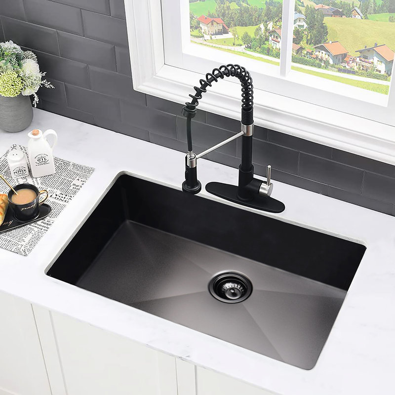 Évier de cuisine encastrable en acier inoxydable de 30 po de calibre 18, insonorisant, chauffant, antirouille et antirouille, bassin spacieux, drainage à rainure en X, amortissement de trou de drain de 3,5 po, profond