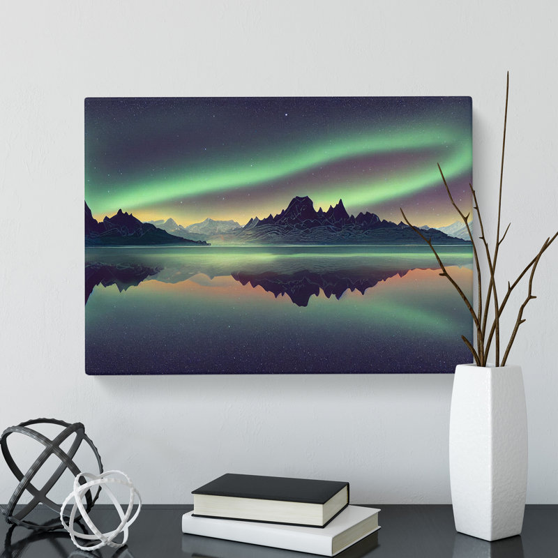 Contemporary Northern Lights - Wrapped Canvas Painting, 35cm H x 50cm W x 3cm D