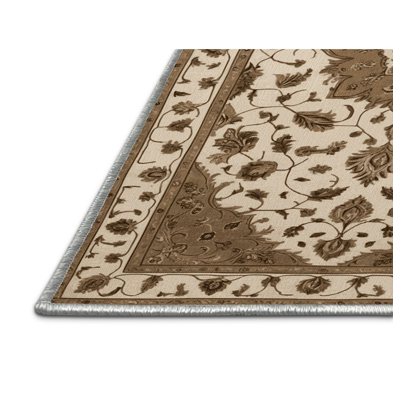 Machine Washable Tabriz Beige Area Rug, Runner 2' x 5'
