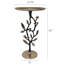 Table d'appoint en aluminium noir et or de 24 pouces de haut avec des accents de grenade, servant de table de bout, de piédestal ou de support à plante de 13,8 x 13,8 x 24 pouces avec un luxe délicat