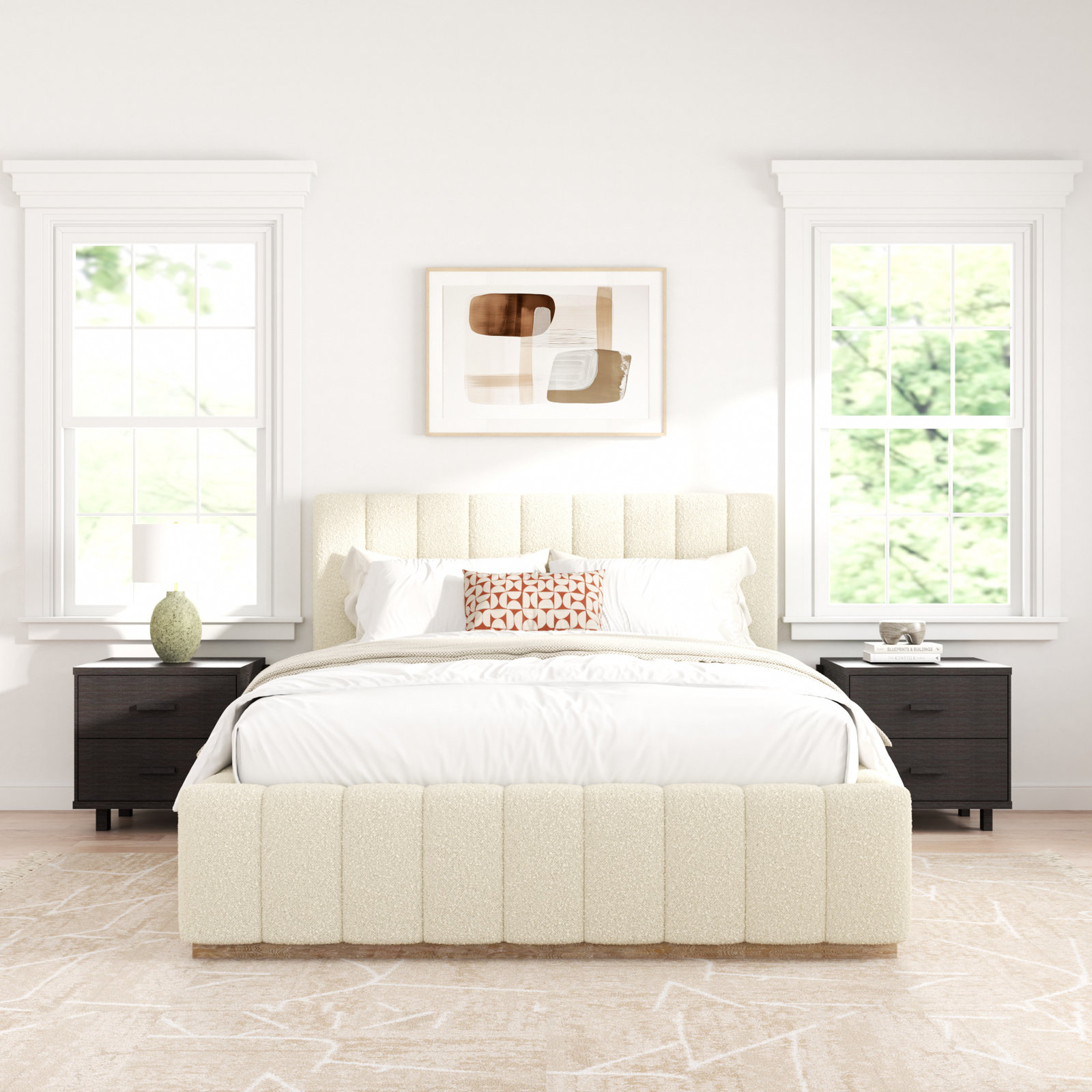Braesyn Upholstered Bed, Cream, Full / Double