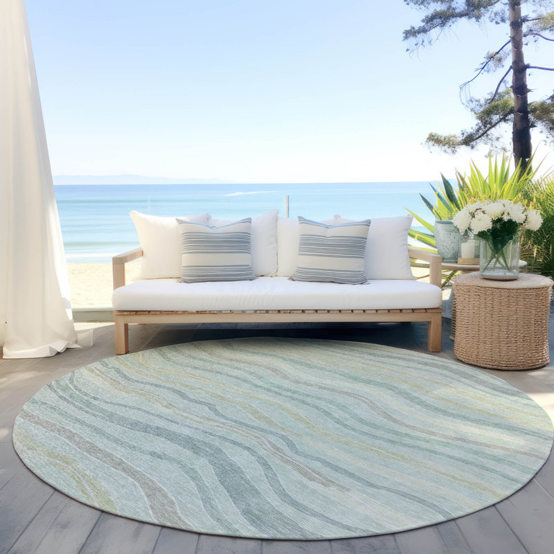 Tapis sauge lavable à la machine intérieur / extérieur Claudian ACN1587, Rond 8 pi