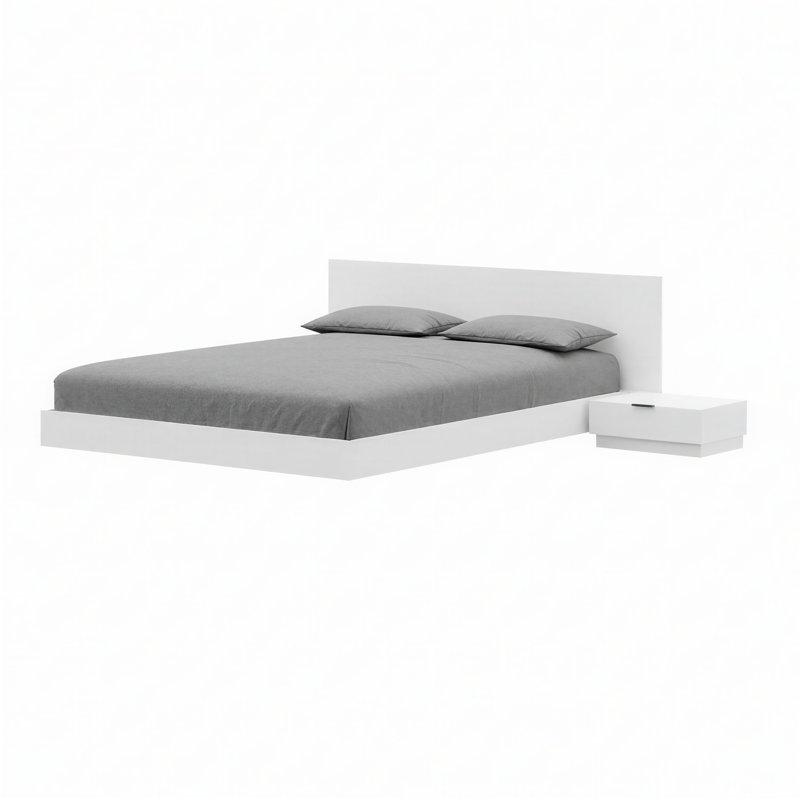 Ensemble de chambre avec lit plateforme 3 pièces Satori, Grand lit, Blanc
