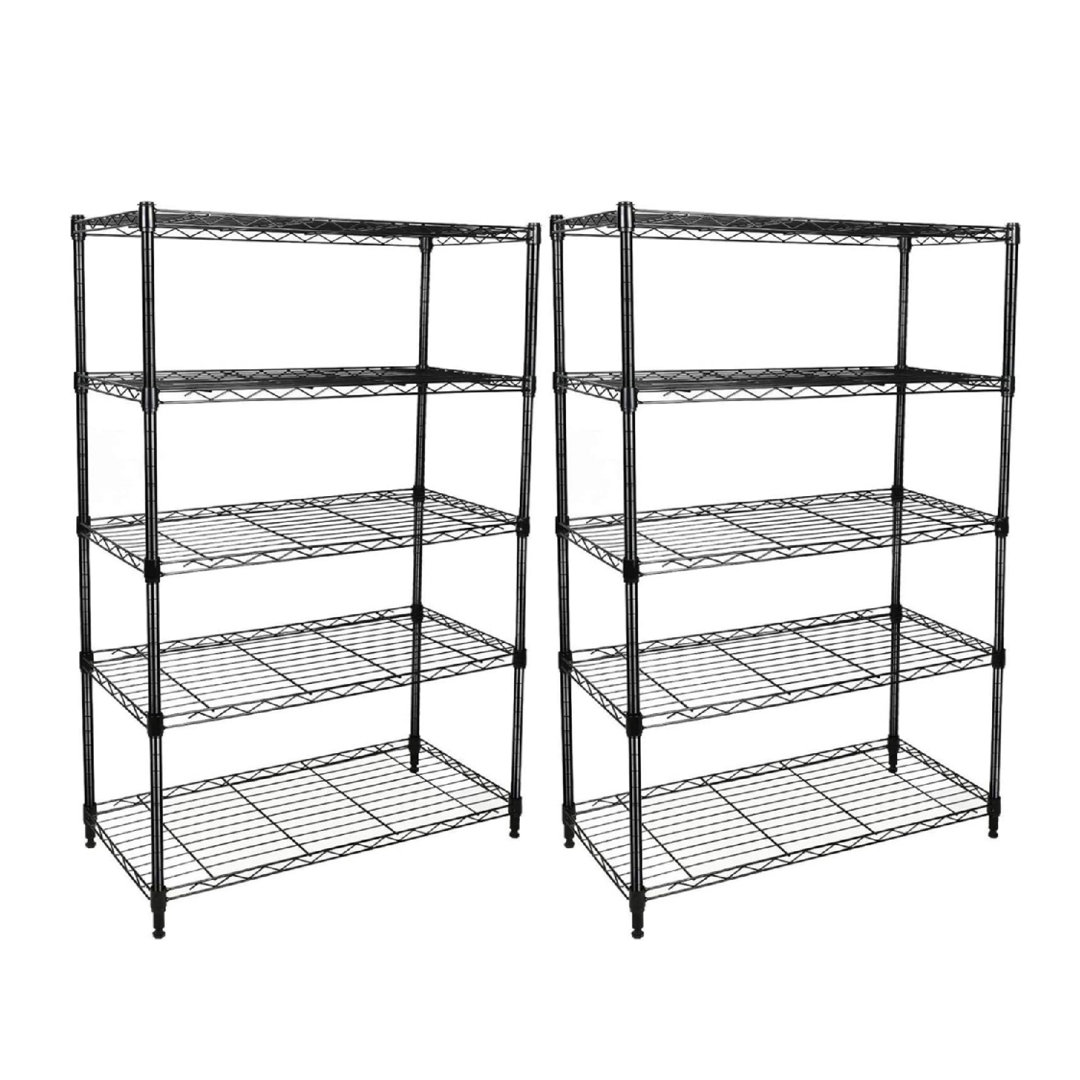 Myashia 29.92" W Iron Shelving Unit with Wheels (Set of 2) Rebrilliant
