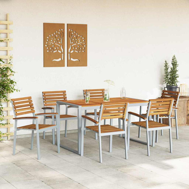 6 - Person Patio Dining Set with, 75cm H x 140cm W x 80cm D