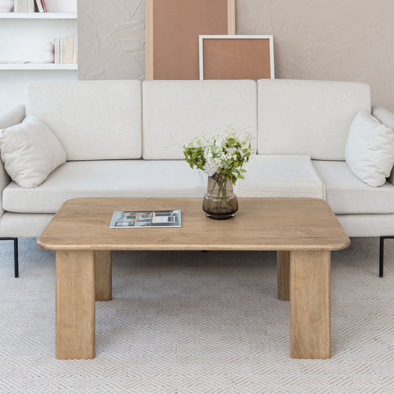 Hepza 48" Rectangular Solid Wood Coffee Table, Warm Sand
