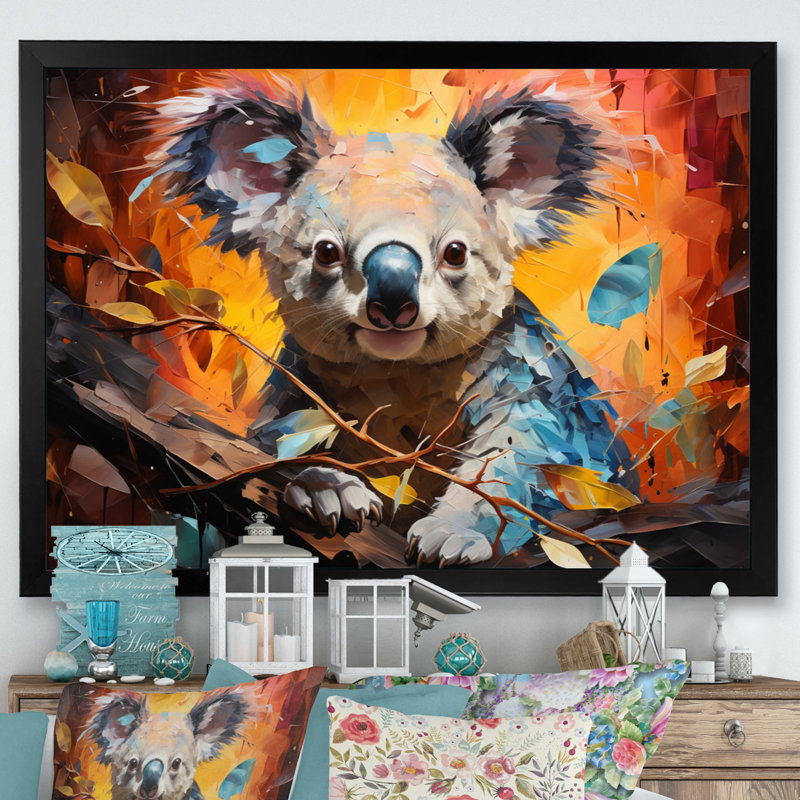 Koala Koalas Serenity Collage I sur impression sur toile, H 34 po x l 44 po x P 1,5 po, Cadre simple noir