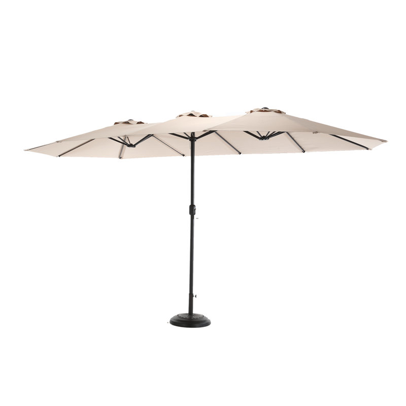 Grand parasol d'extérieur double face 14,8 pi avec manivelle (kaki) (sans base), Khaki