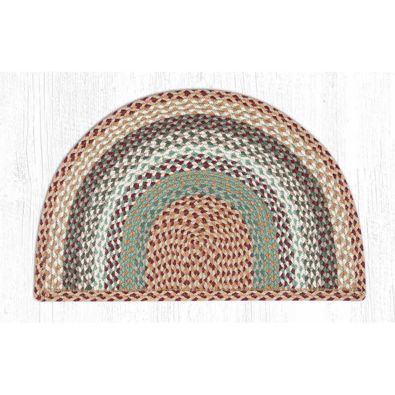  Hand-Braided Jute Slice Rug for Small Spaces 18"x29", Buttermilk/Cranberry