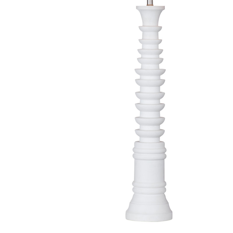 Lampe de table en plâtre blanc avec abat-jour plissé bleu marine Dover