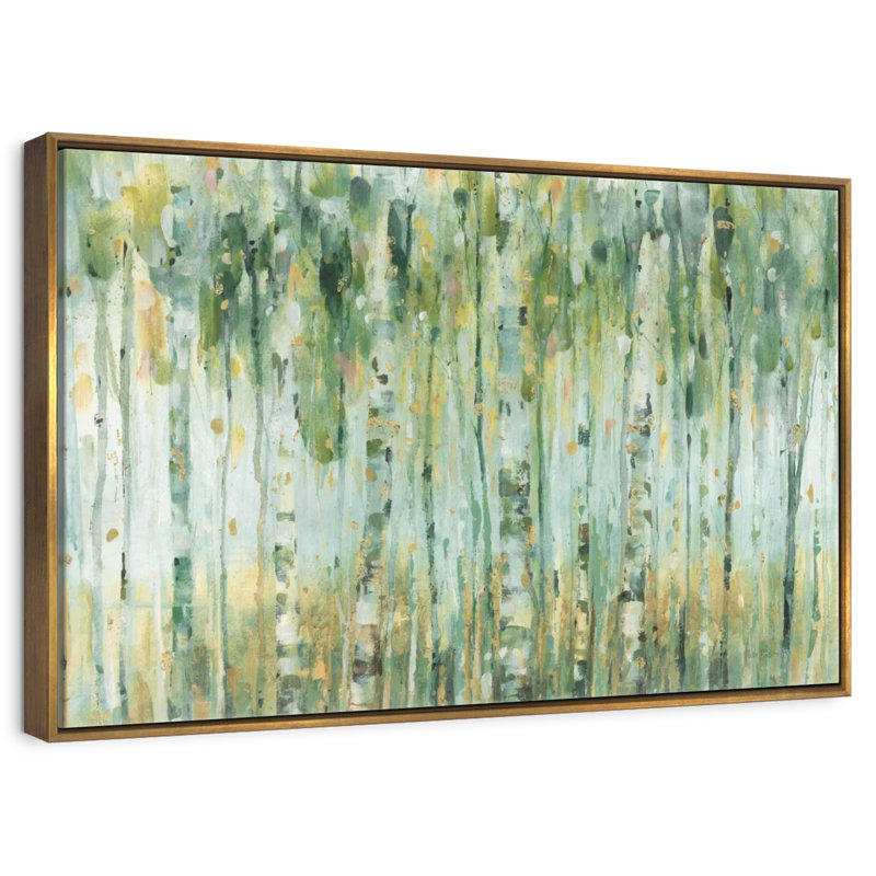 La forêt, 25 po x 17 po, Cadre flottant doré
