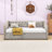 Twin Velvet Upholstered Daybed with Pop Up Trundle, Featuring Soft Backrest-2061566514