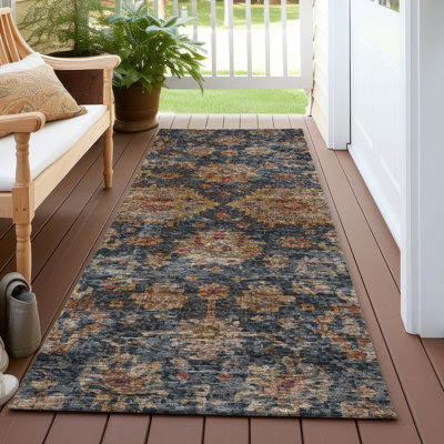 Machine Washable Indoor/Outdoor Cicel ACN1094 Navy Rug