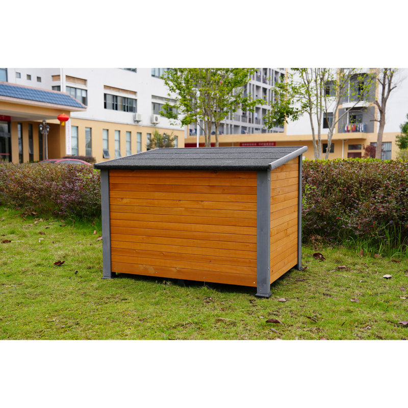 45" Solid Wood Dog Shelter - Waterproof, Beautiful, Warm In Winter House Spacious, Heat Preservation For Dogs