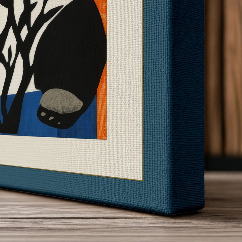 Serene Panda Garden Boho - Wrapped Canvas, 36x24 - 91.4 x 61.0 cm, Teal Border