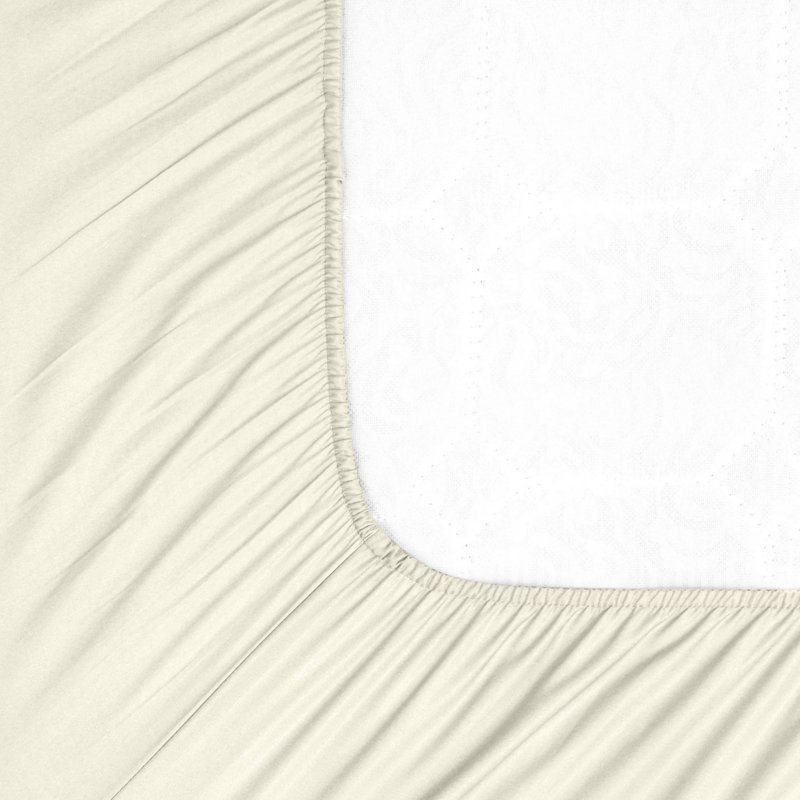  Ensemble de draps 500 fils en satin de coton 500 fils (4 pièces), Crème, Lit double